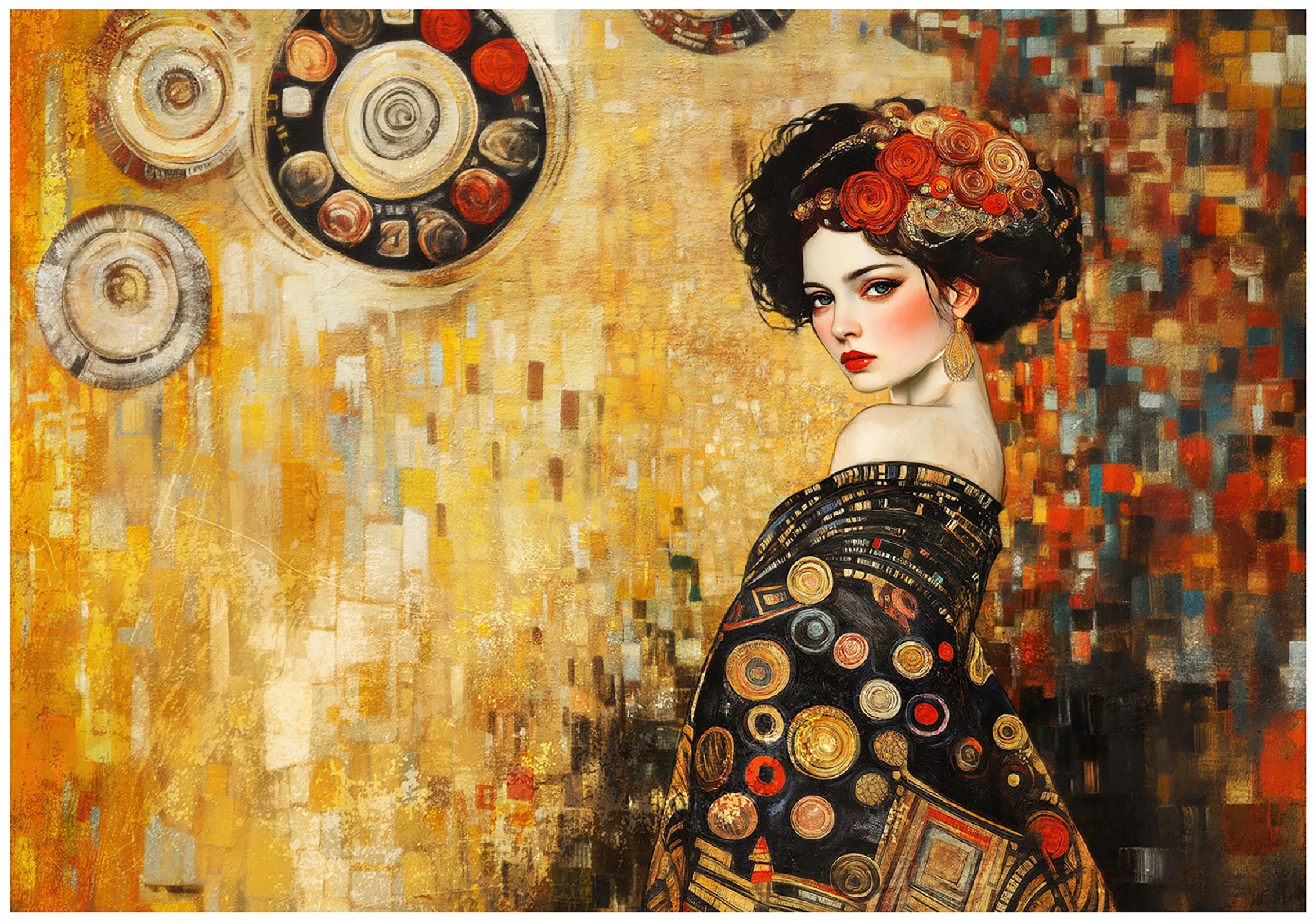 Abstract woman wall mural for bedroom or living room, non-woven wallpaper,