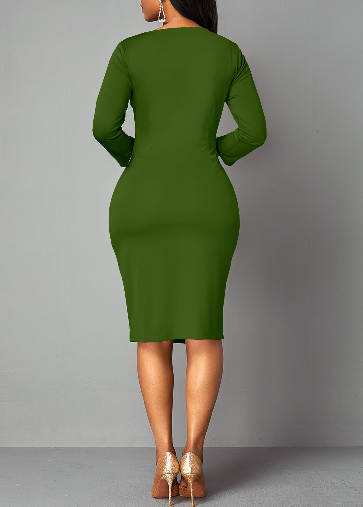 Geometric Print Split Bodycon Dress