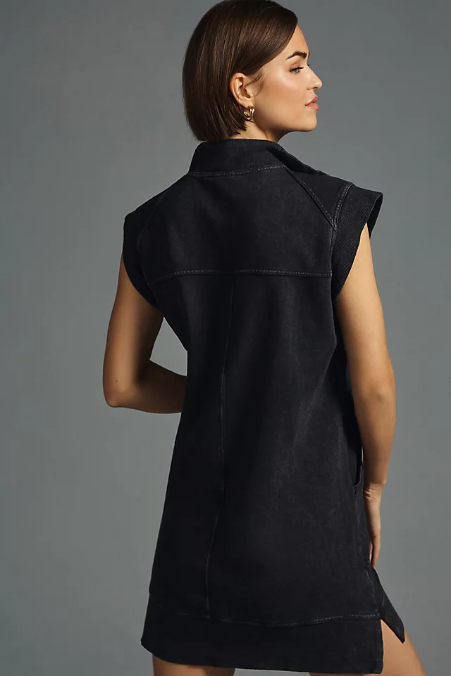 Modern Zip-Front Mini Dress BLACK