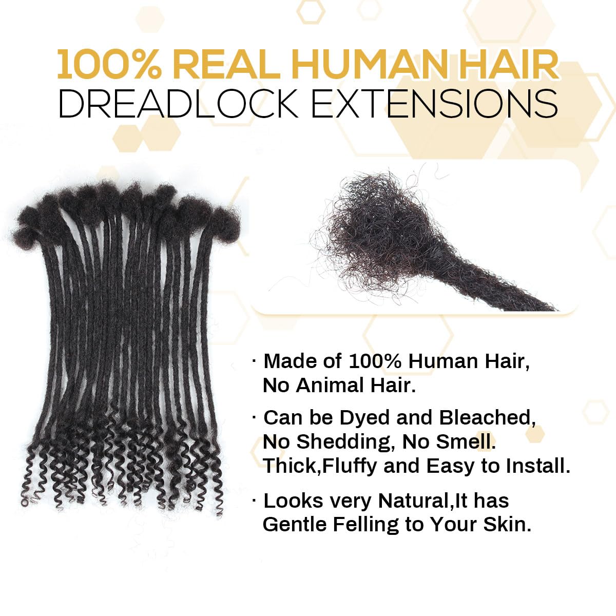 Loc Extensions Human Hair Curly Ends 0.4cm Width 10 inch 30 Strands Dreadlock Extensions,100% Permanent Human Hair Dreads Natural Black