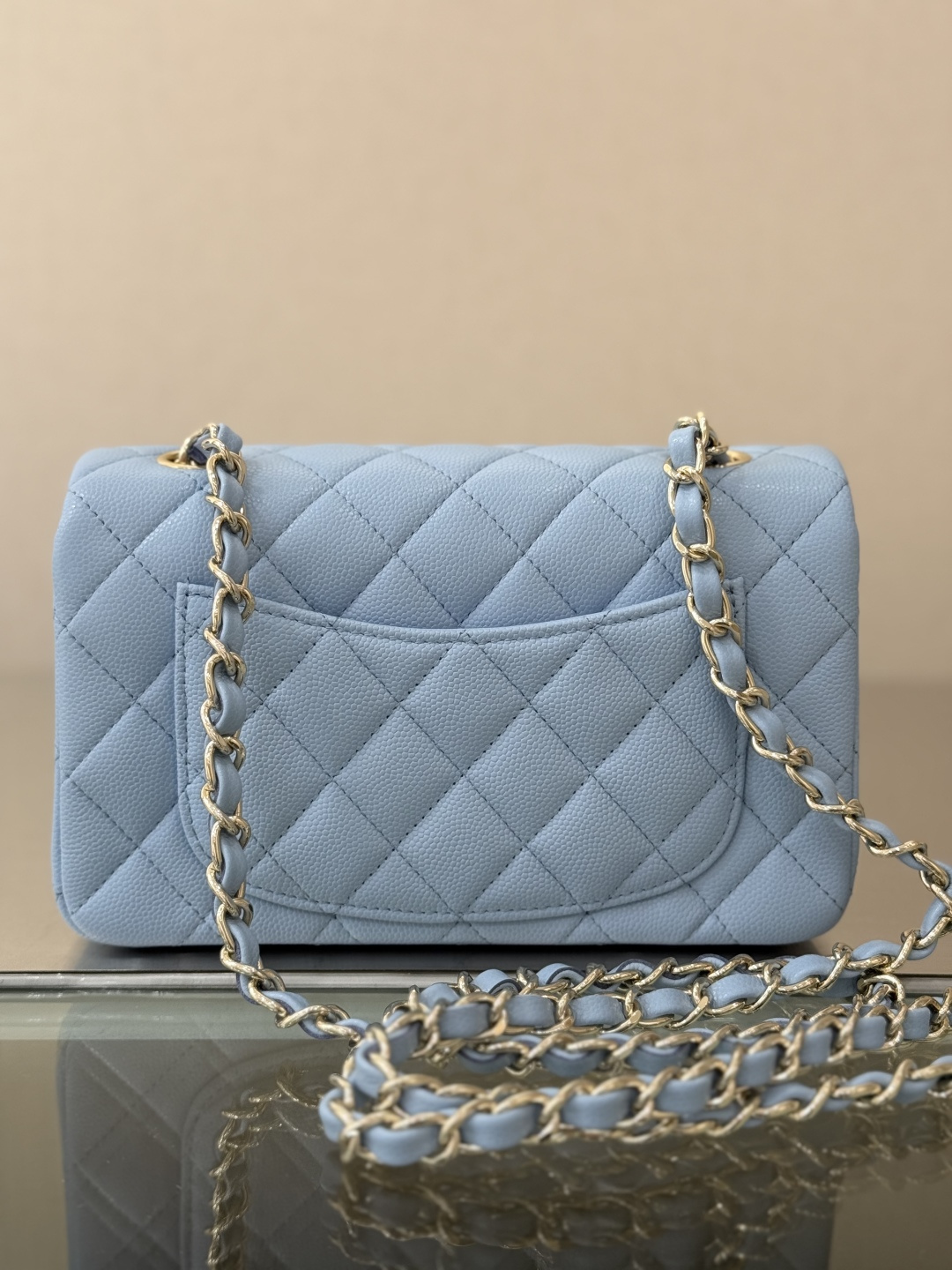 Mini Classic Flap Handbag（Creamy Blue） - Mocuir