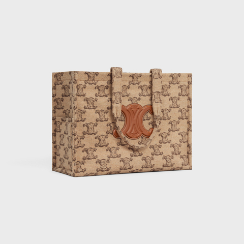 LARGE CABAS THAIS IN TEXTILE WITH TRIOMPHE CAMEL