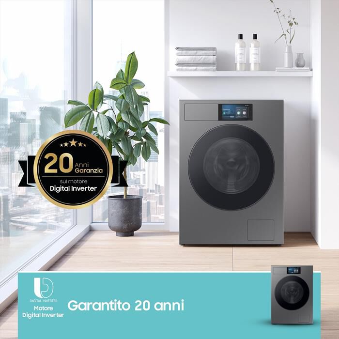SAMSUNG - Lavatrice WF90F09C4SU3 9KG Classe A-Dark Silver Steel - oblò Nero
