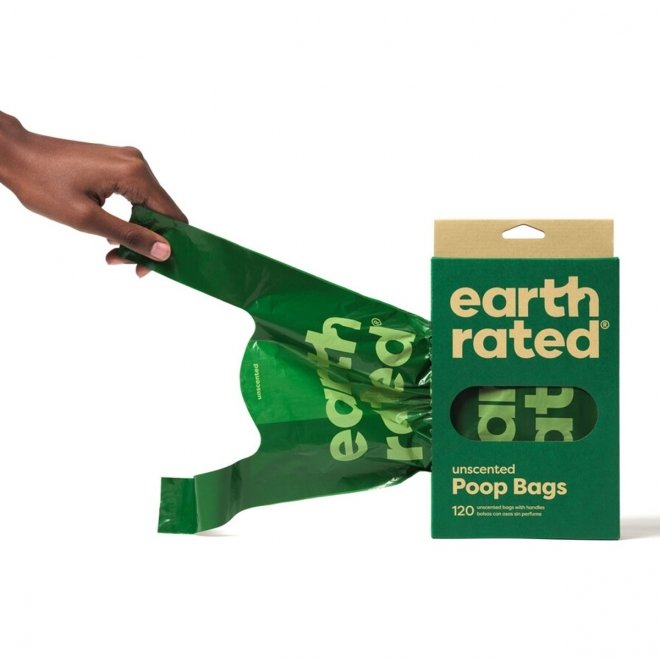 Earth Rated Hundeposer med Håndtak Uparfymert, 120 stk