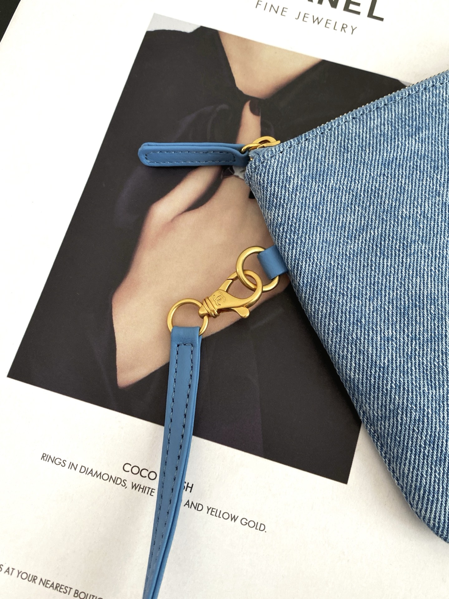 25C Small Hobo Bag in Light Blue Washed Denim with Antique Gold Hardware - Mocuir