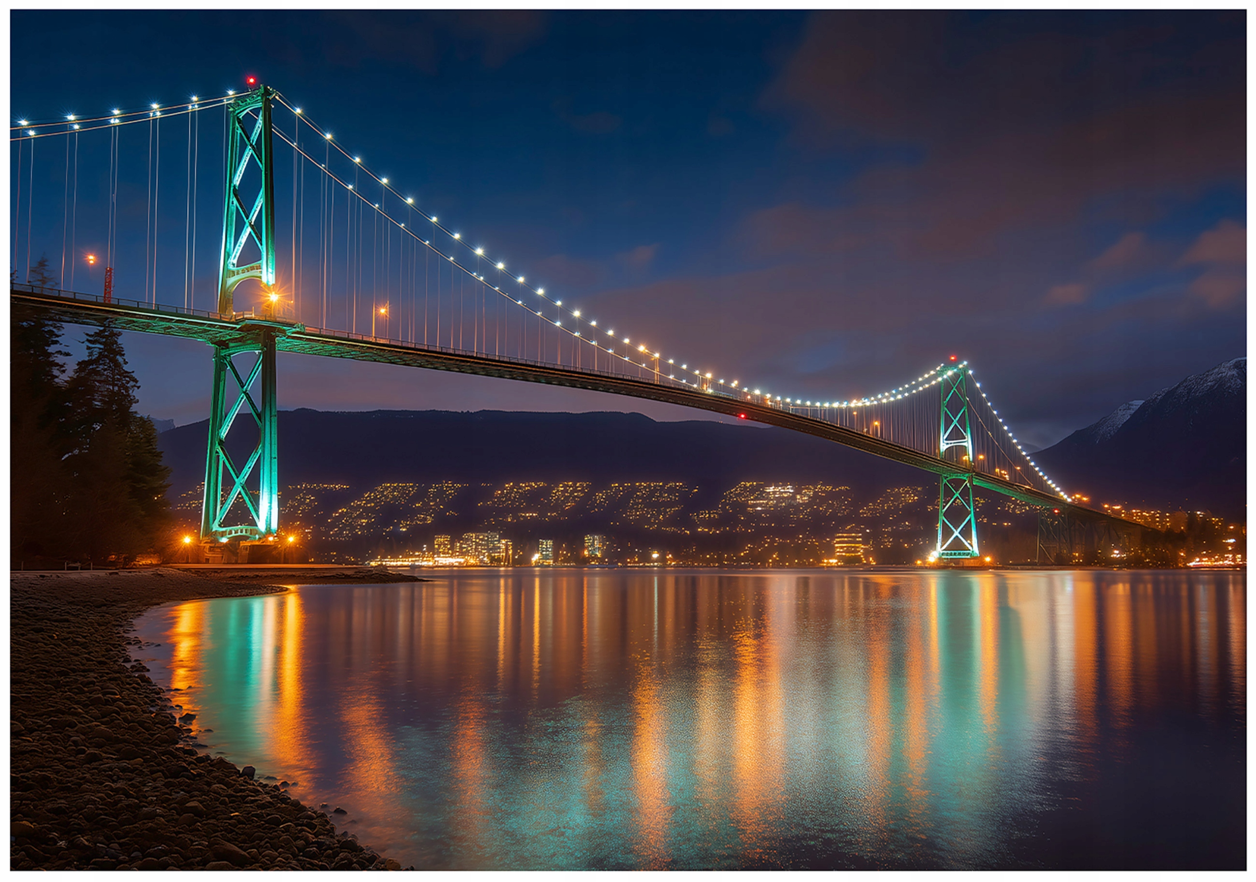 3D photo wallpaper featuring a bridge at night; suitable for bedrooms and living rooms; non-woven;