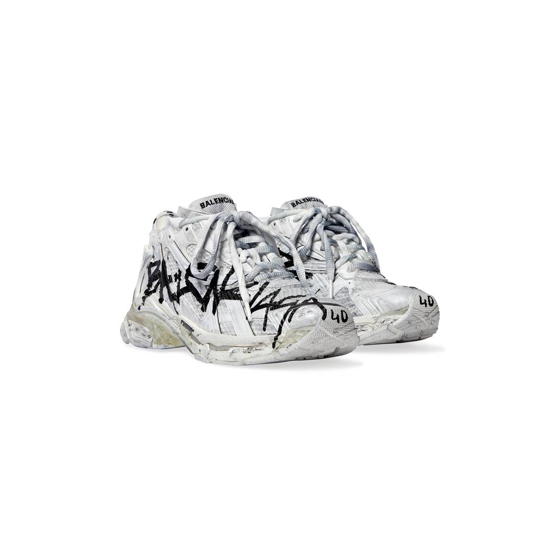 Womens Runner Graffiti Sneaker in White