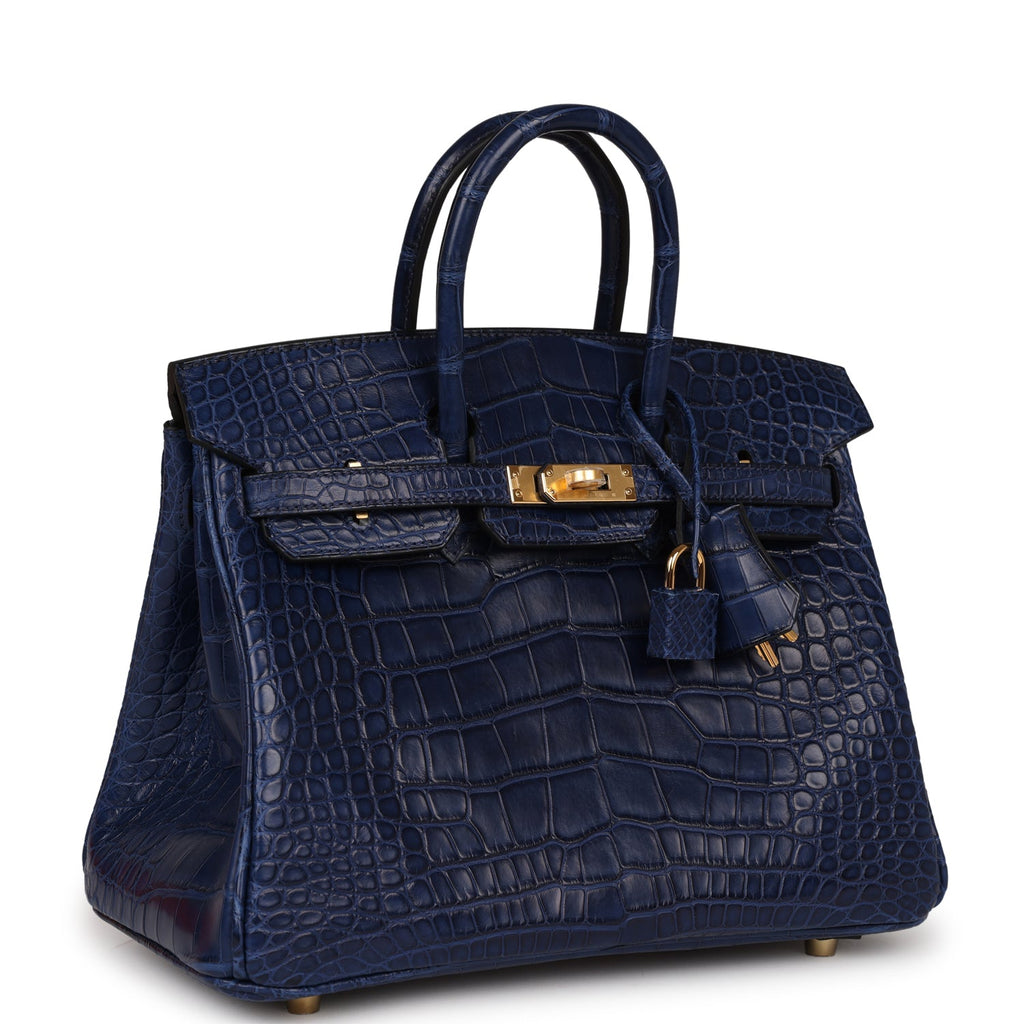 Birkin 25 Bleu Saphir Matte Alligator Gold Hardware