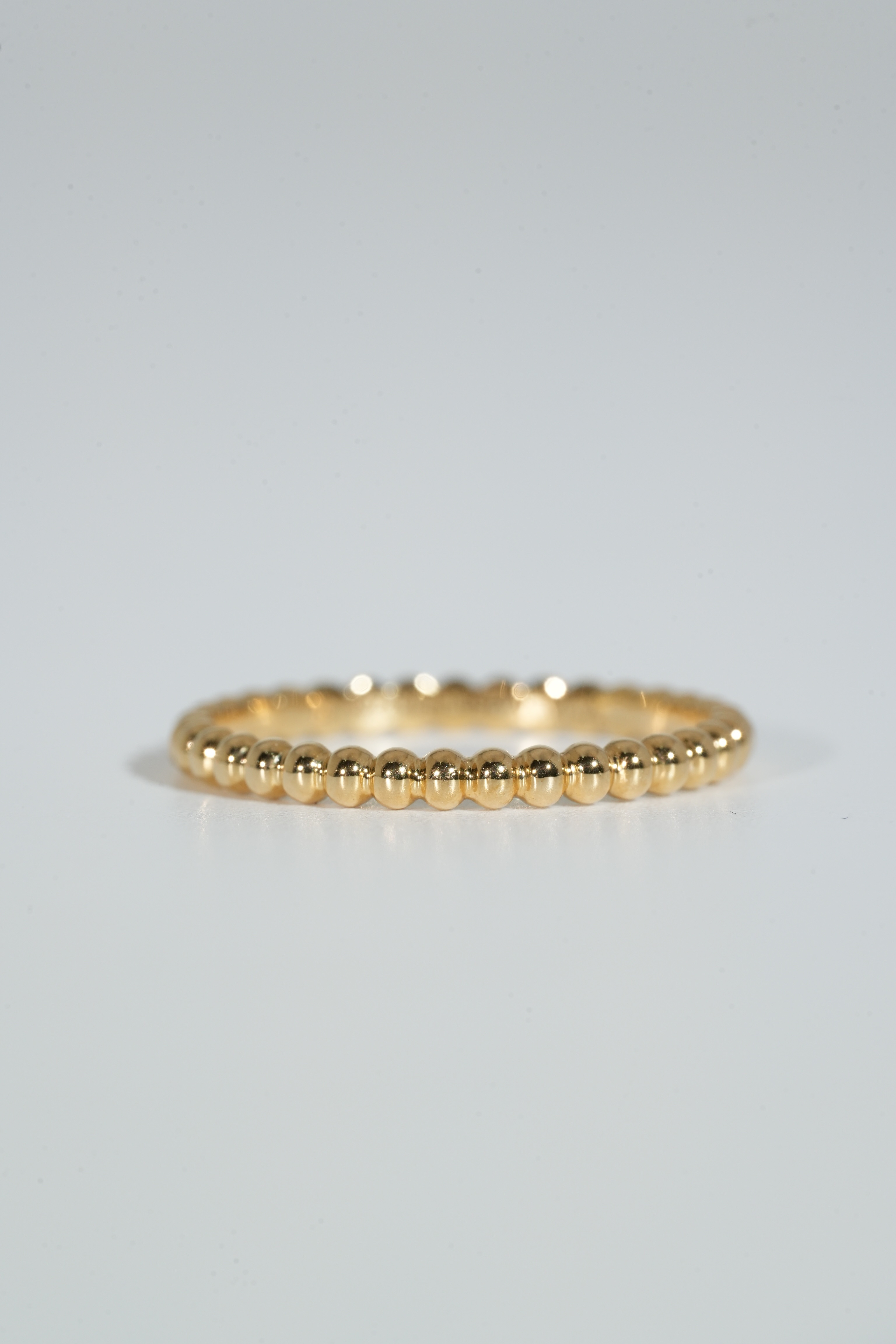 18K Gold Beaded Band Ring