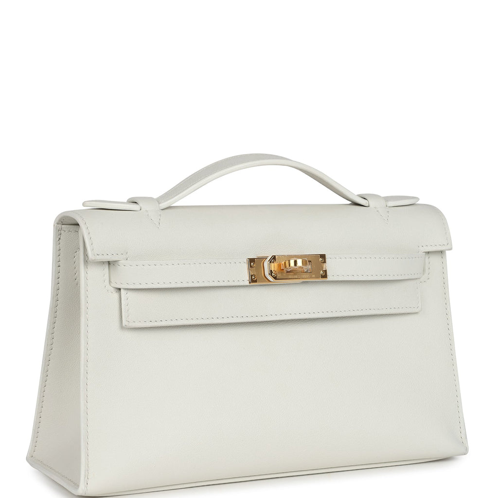 Kelly Pochette White Swift Gold Hardware