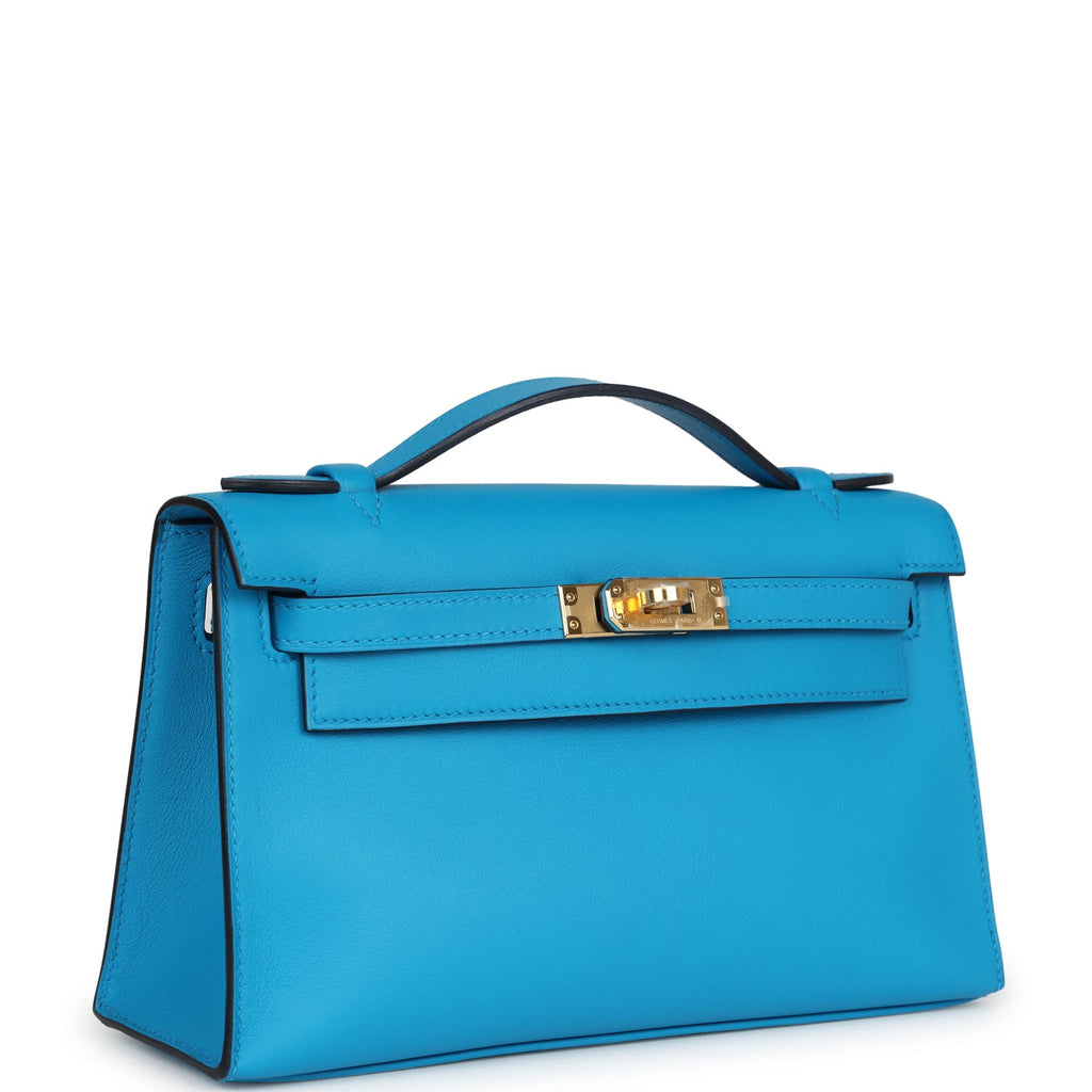 Kelly Pochette Bleu Frida Swift Gold Hardware