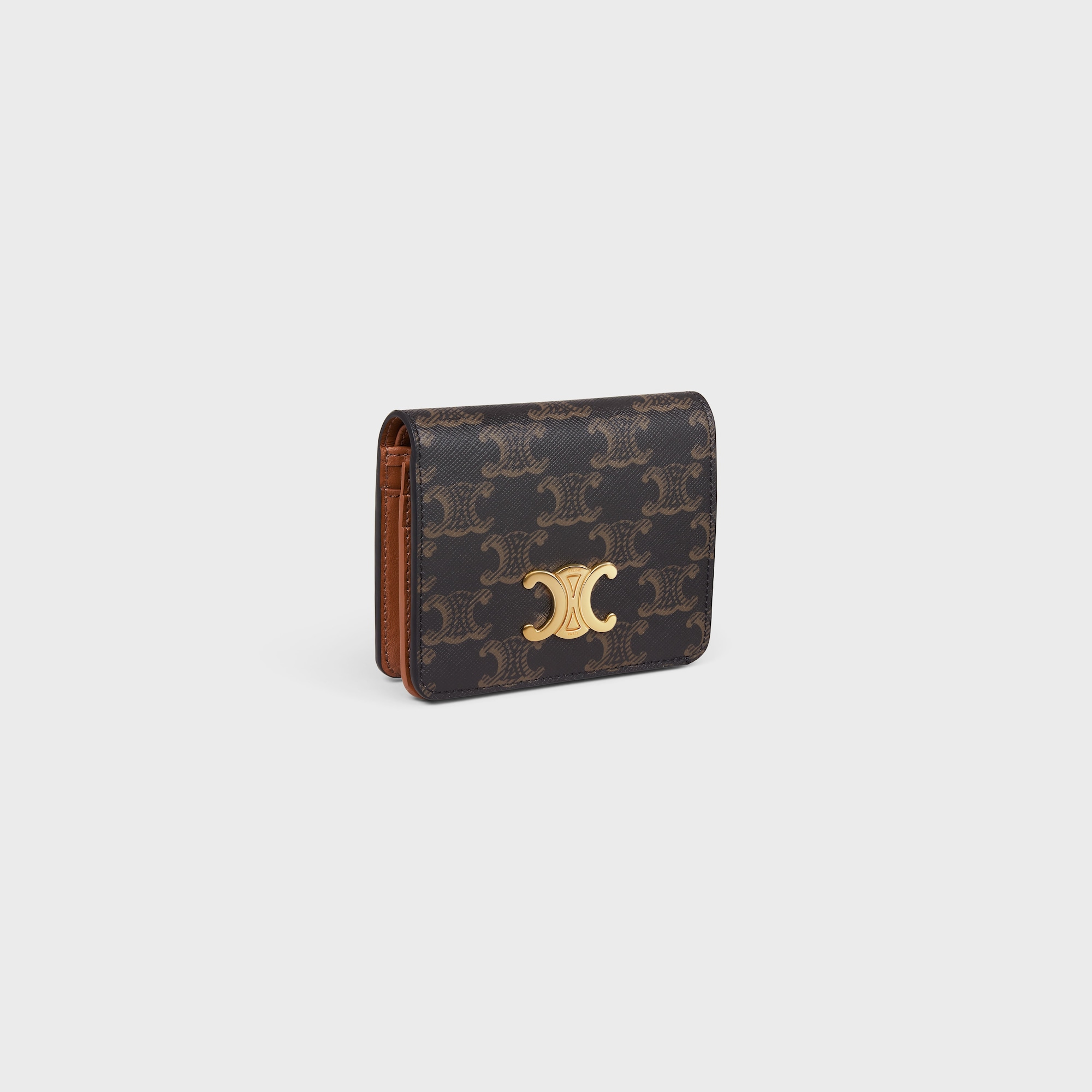 TRIOMPHE COMPACT WALLET IN TRIOMPHE CANVAS TAN