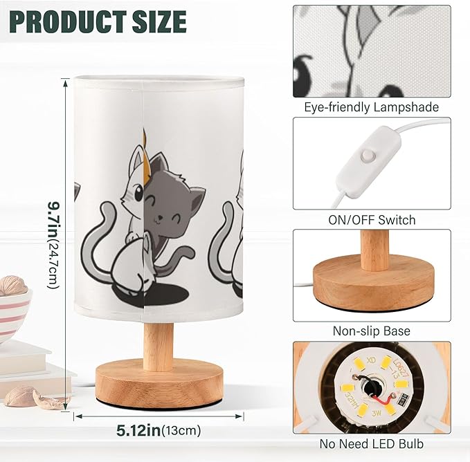 TWINKLETALE Table Lamp Cute Cartoon Cat Kitten Kitty Nightstand Lamp