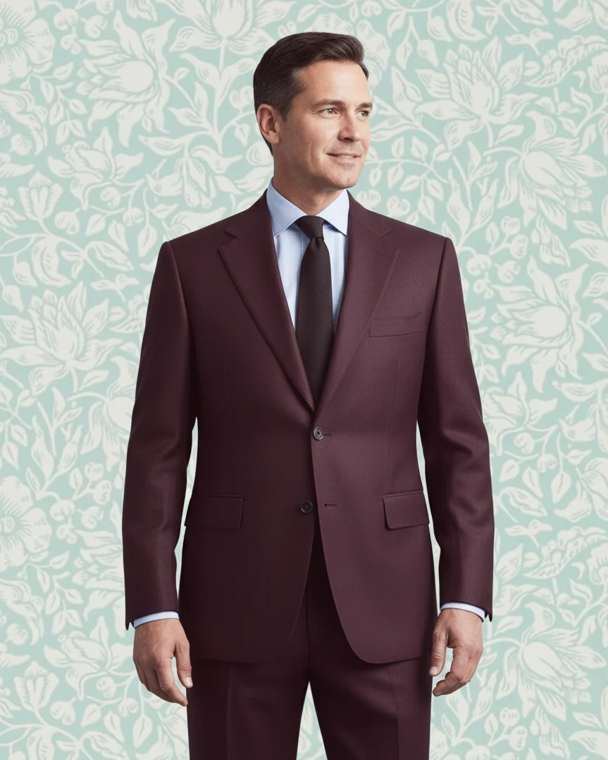 Maroon Wool Flannel Suit