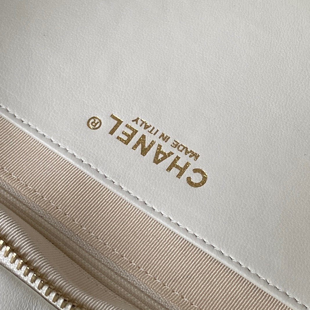 25K Large Hobo Bag (AS5846) in White Quilted Shiny Lambskin with Light Gold-Tone Hardware - Mocuir