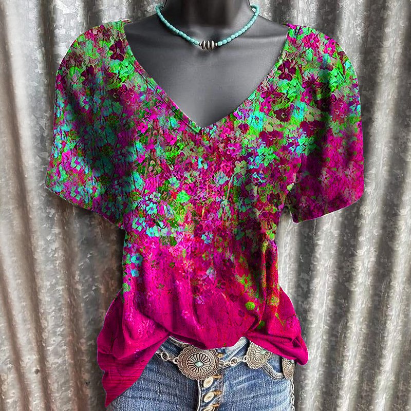 Short Sleeve Floral Shift Shirts & Tops