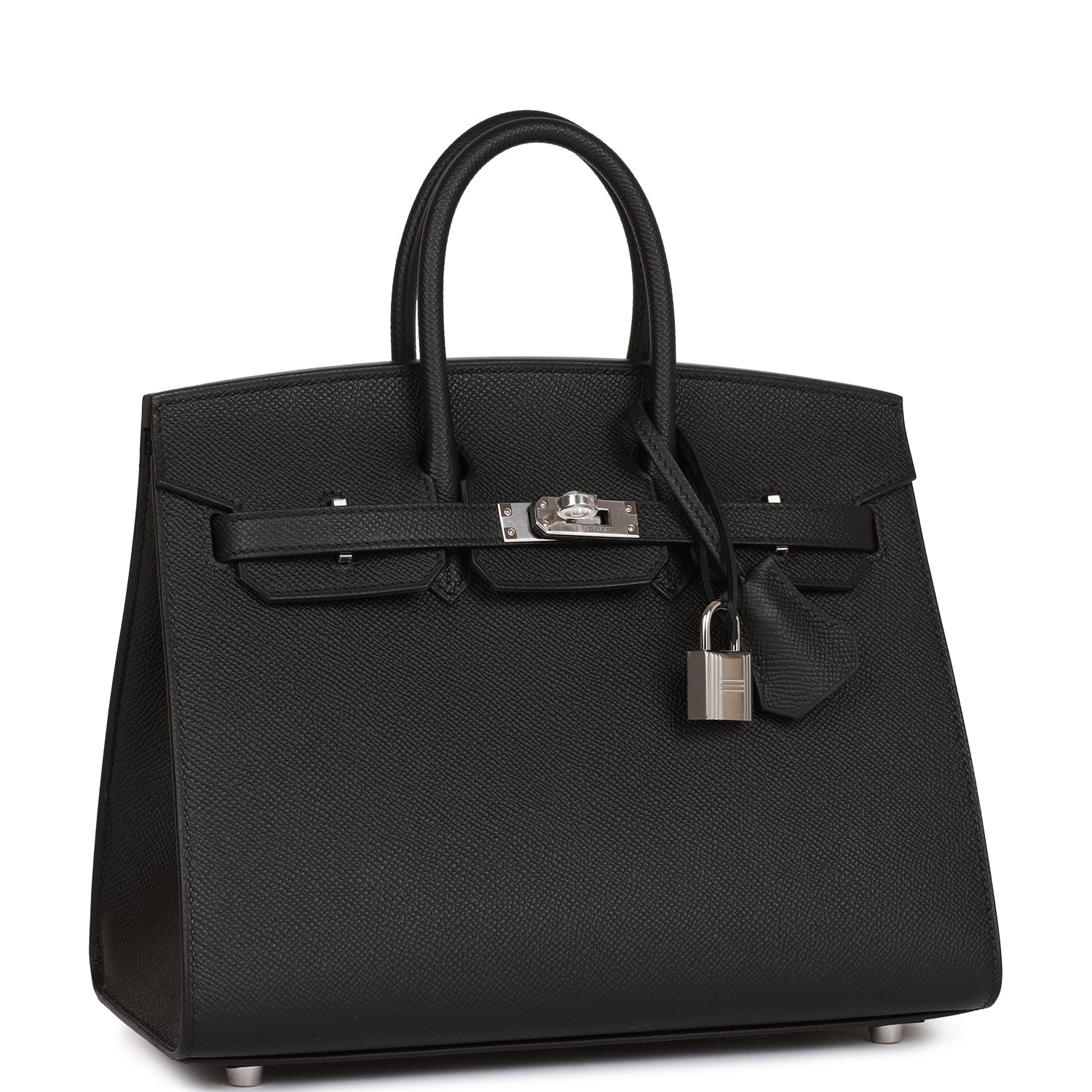 Birkin Sellier 25 Black Epsom Palladium Hardware