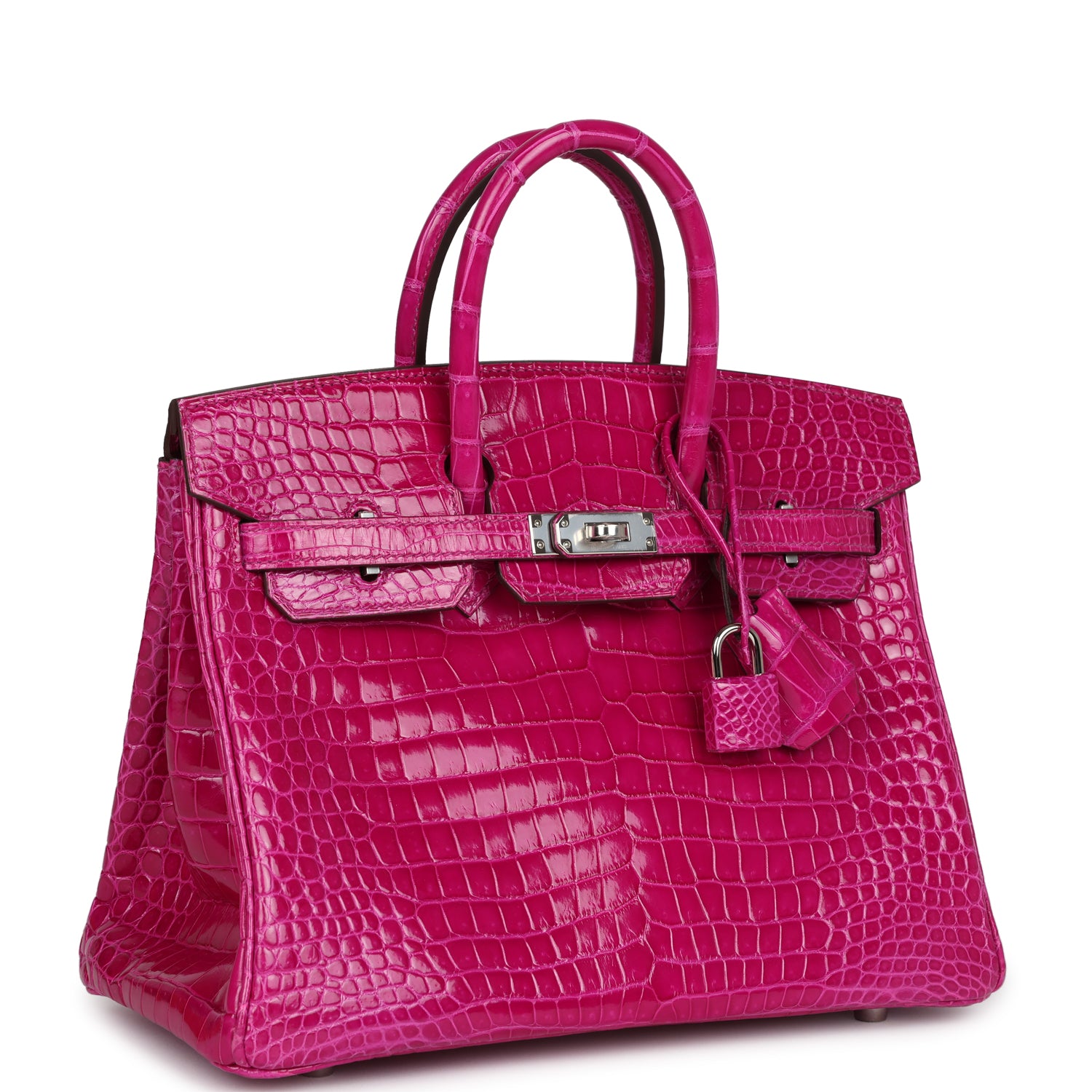 Birkin 25 Rose Sheherazade Shiny Porosus Crocodile Palladium Hardware