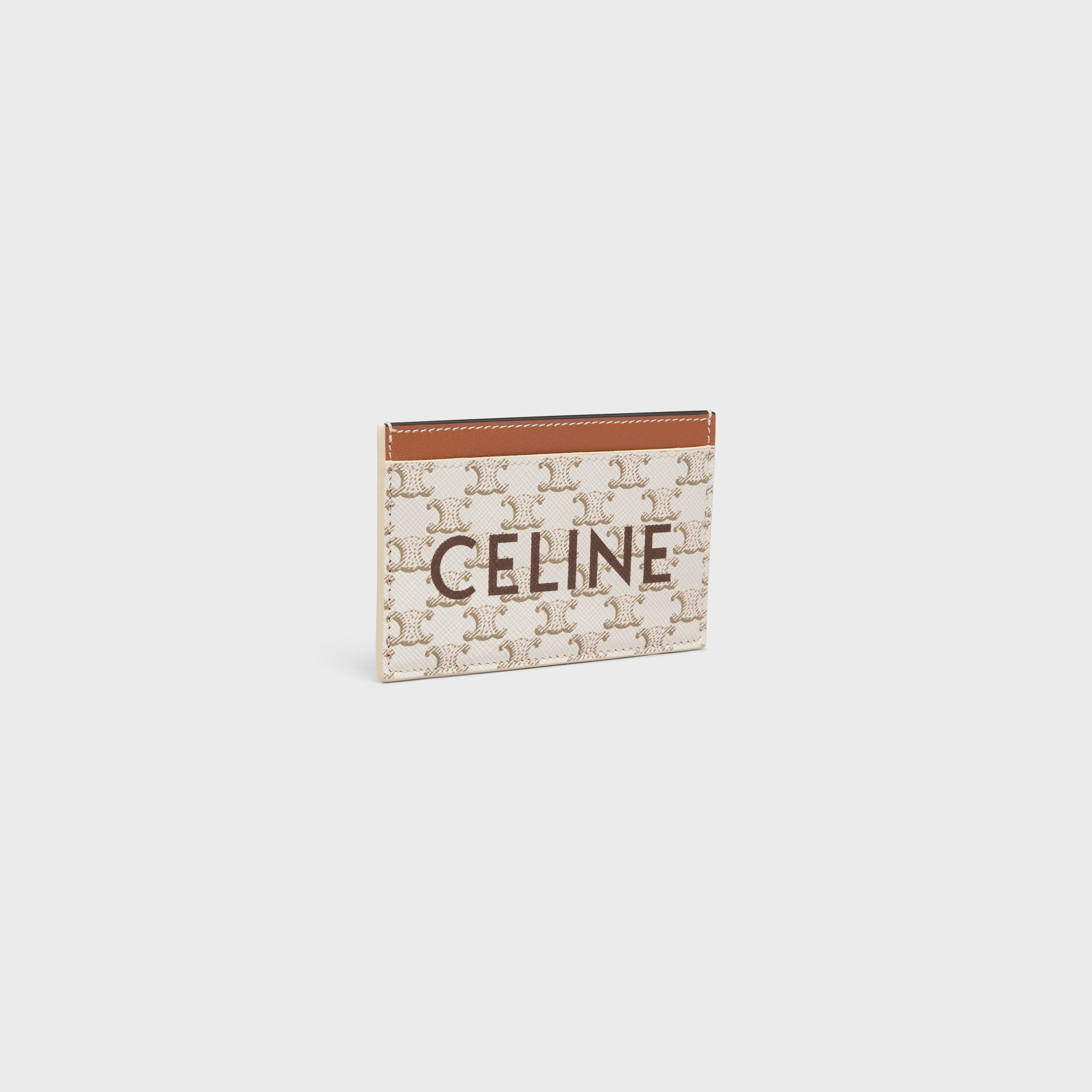 CARD HOLDER IN TRIOMPHE CANVAS WITH PRINT WHITE/TAN