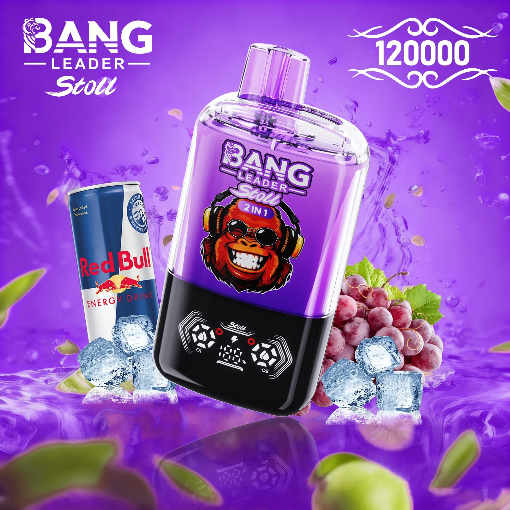 【New Arrive】Bang Leader Stoll 120K 120000 Puffs Double Taste&Anti-Leak Design LED Display Disposable Vape