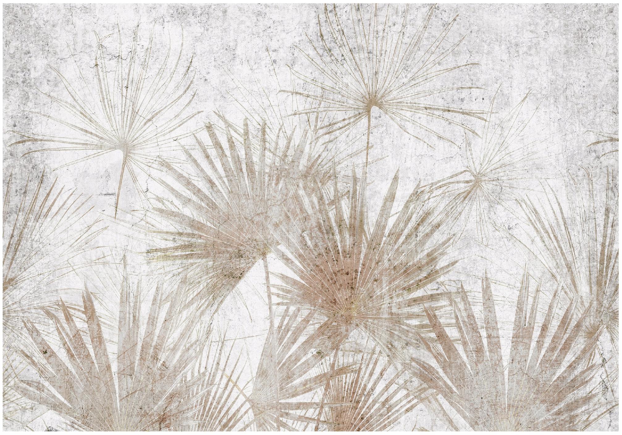 Leaves on concrete wall mural for bedroom or living room, non-woven wallpaper,