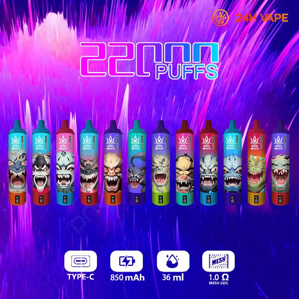 （3 pieces）Bang Beach 22000 Puffs Original LED Display Edition Disposable Vape Pen