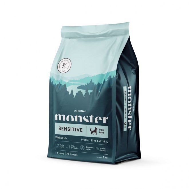 Monster Dog Sensitive All Breed Hvit Fisk