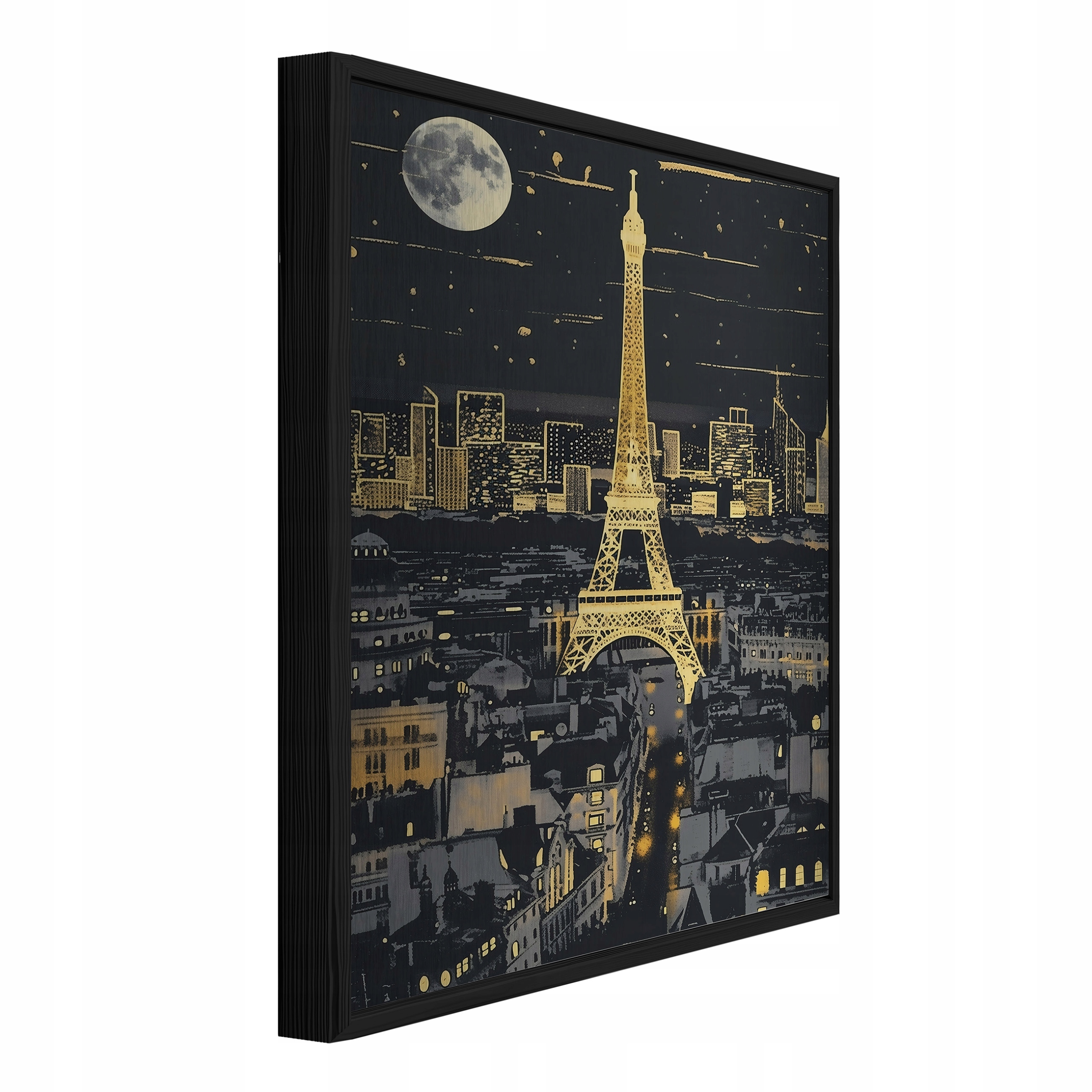 Metal painting in a black frame, Eiffel Tower, city, living room, bedroom, 120x80