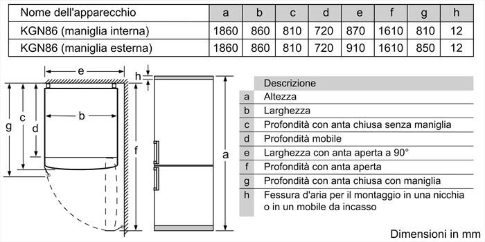 BOSCH - Frigorifero Combinato KGN86AIDR Classe D 186x86 cm-Acciaio anti-impronta