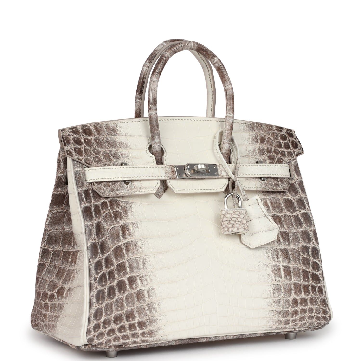 Birkin 25 Himalaya Niloticus Crocodile Palladium Hardware