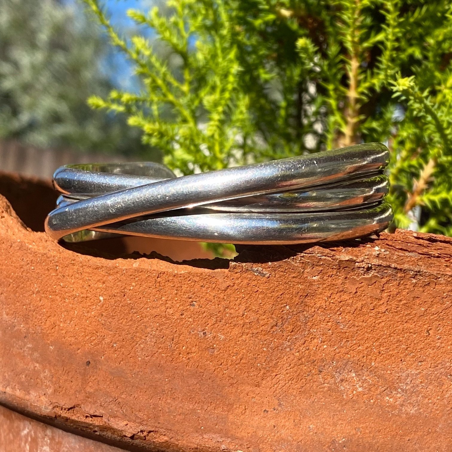 Vintage Sterling Silver Triple Cuff Bracelet