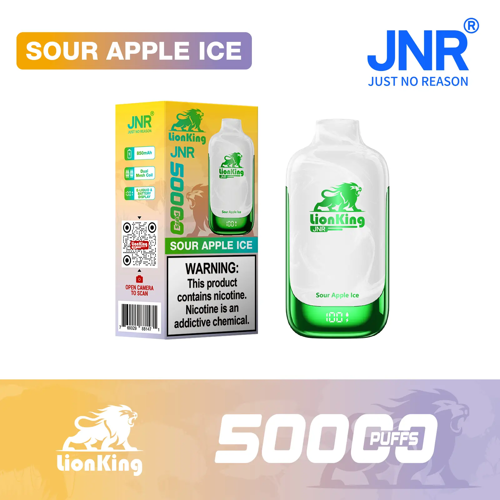 Sour Apple Ice - JNR Lion King 50000 Puff Disposable Vape - Geek Max Vape
