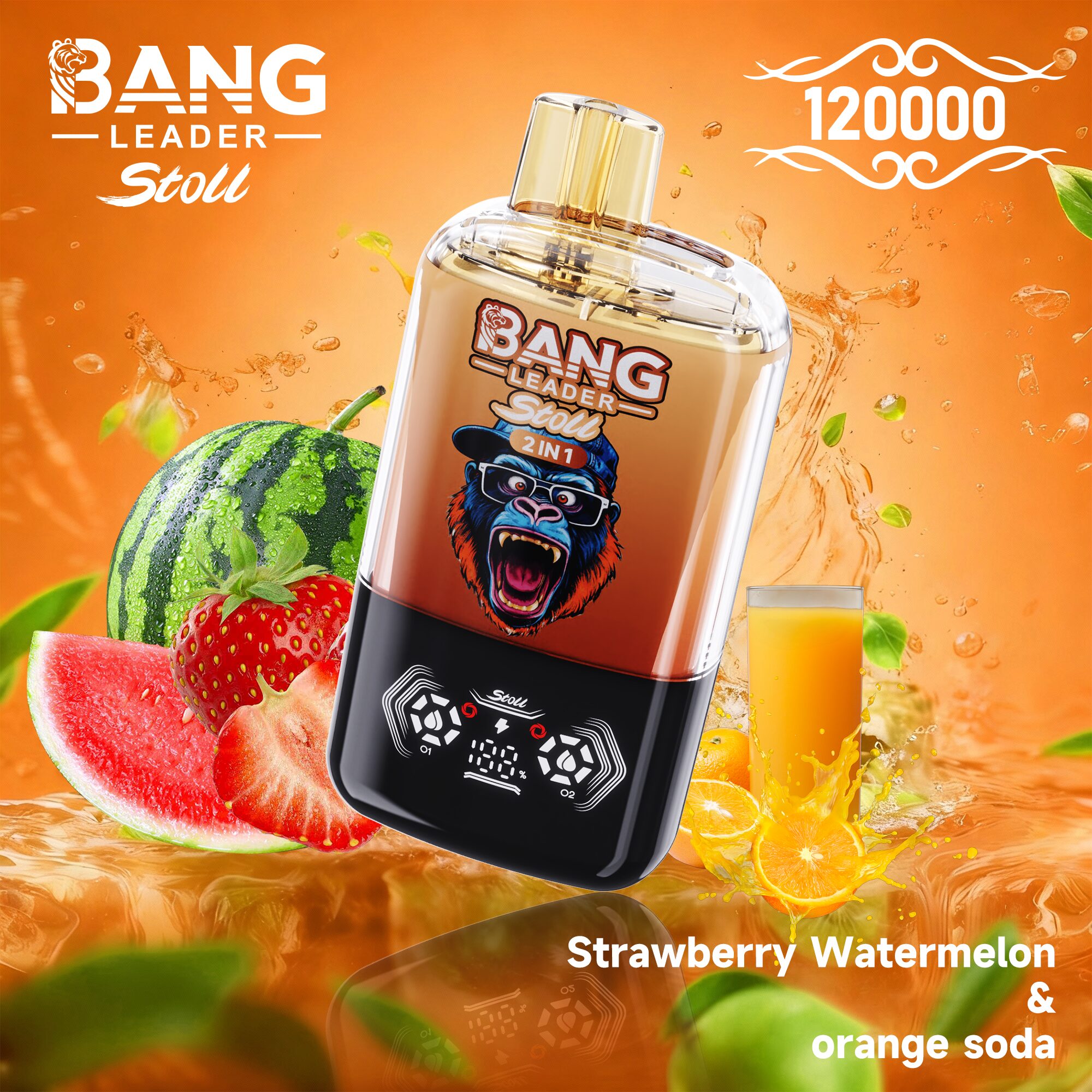 【New Arrive】Bang Leader Stoll 120K 120000 Puffs Double Taste&Anti-Leak Design LED Display Disposable Vape