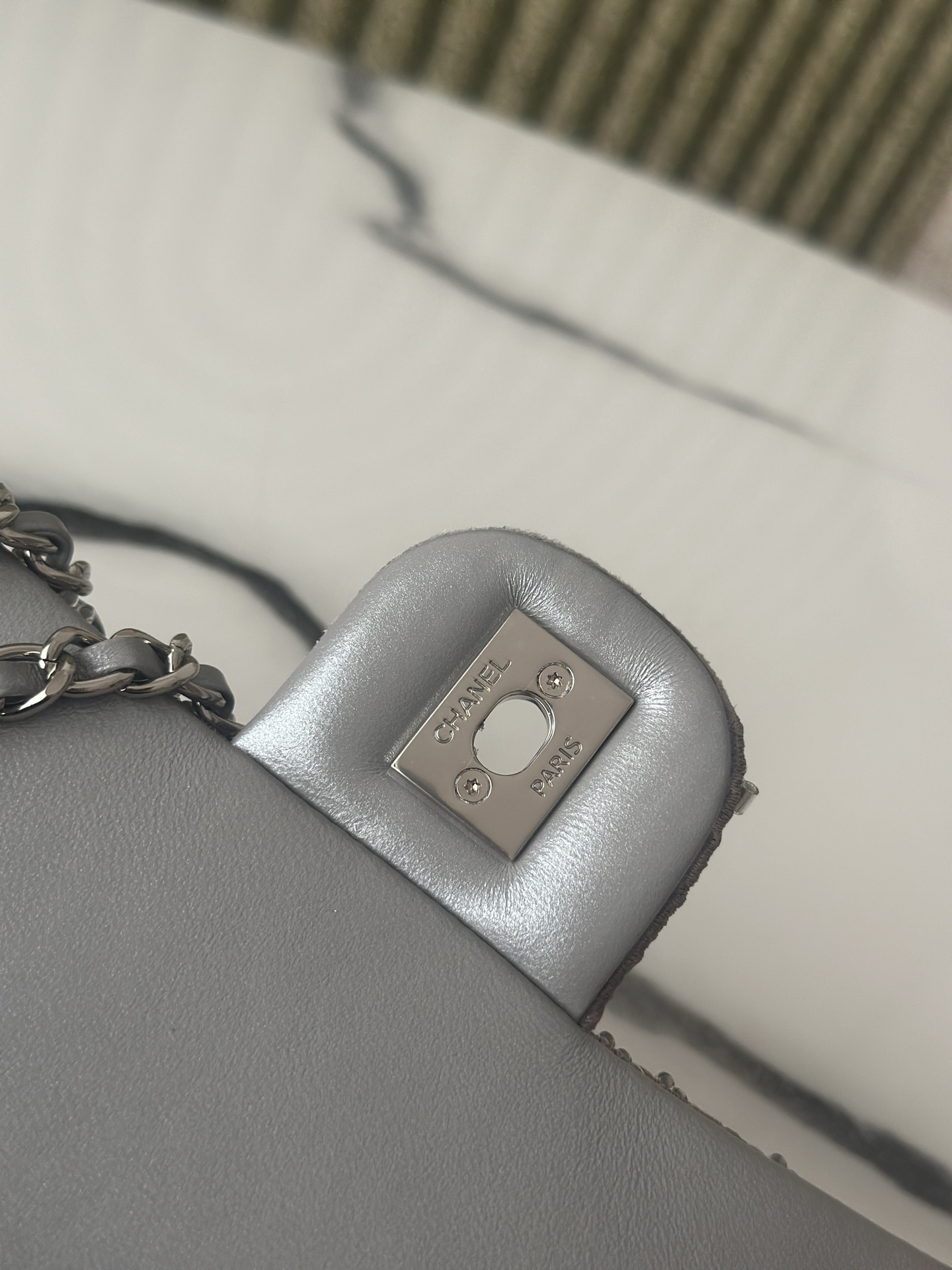 19 Bag Small in Grey Crystal Embellished Lambskin with Silver-Tone Hardware - Mocuir