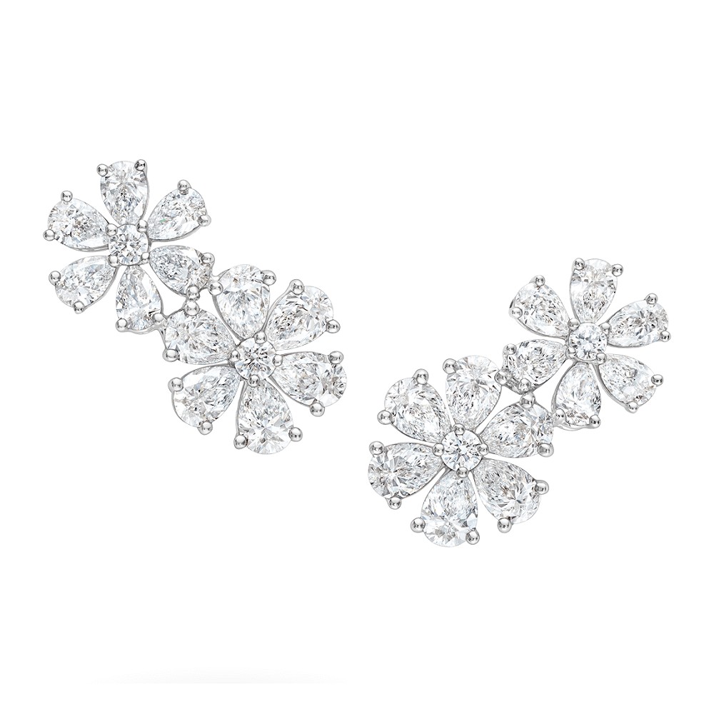 Twin Flower Gemstone Earrings