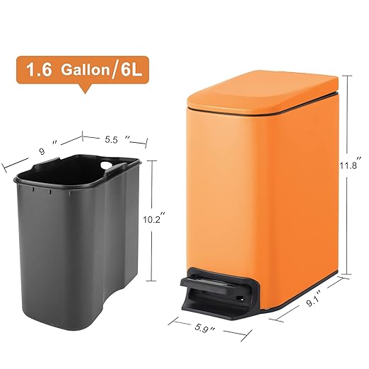 SMARTTOSS Small Bathroom Trash Can with Lid Soft Close