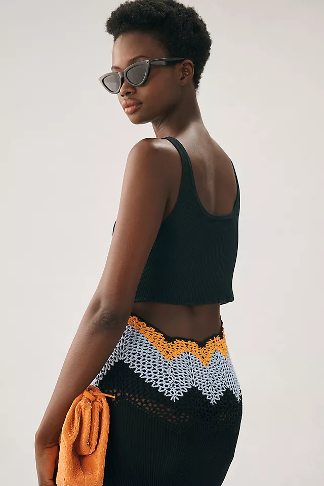 Delicate Slim Crochet Dress BLACK