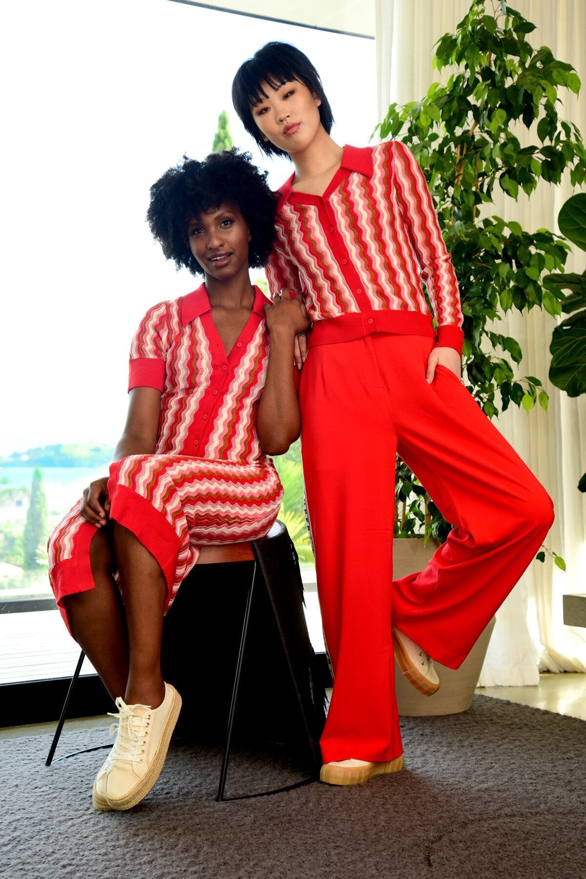 ‌Dual Layer Rib Trim Top
