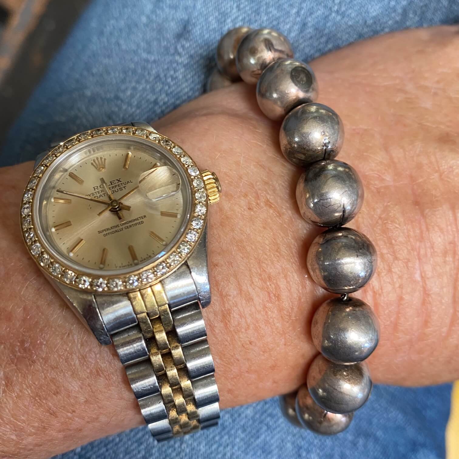 Vintage Sterling Silver Pearls Bracelet