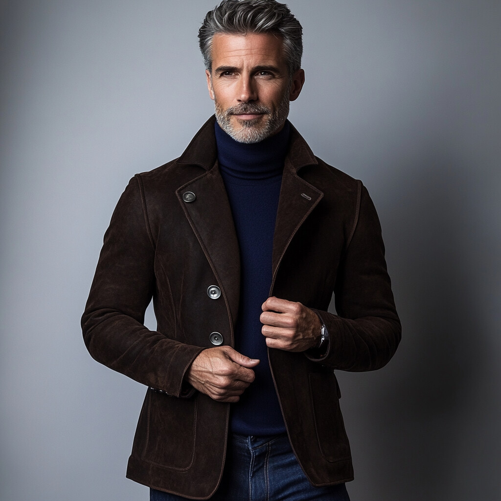 Men's Lapel Collar Single Breasted PU Leather Jacket