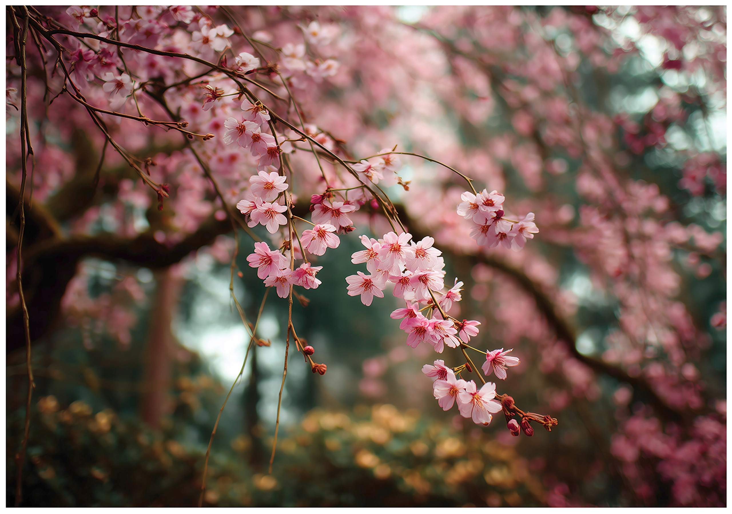 Cherry Blossom Wall Mural for Bedroom or Living Room, Non-Woven Wallpaper