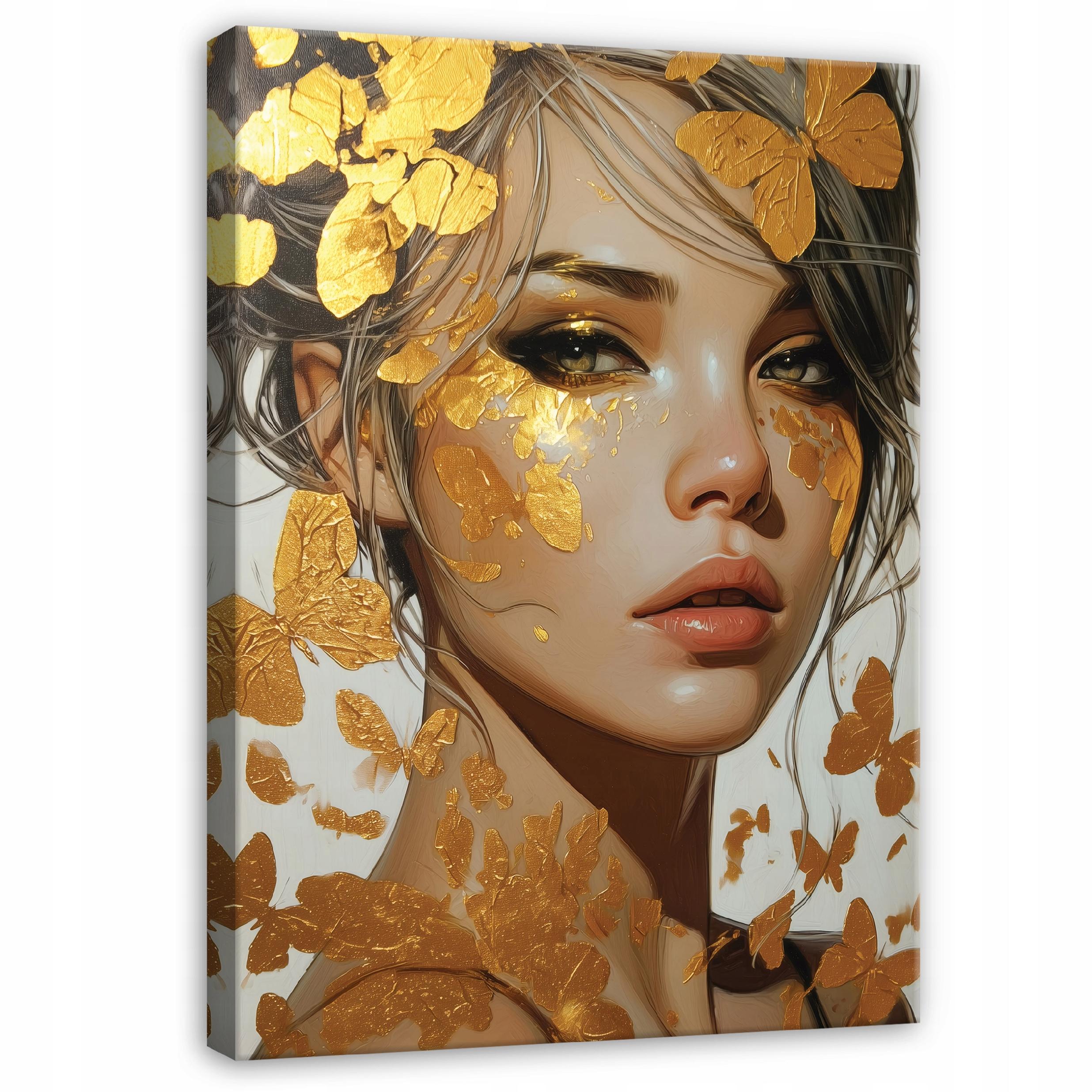 Abstract woman painting, gold glamour for the bedroom or living room, on canvas, 40x30