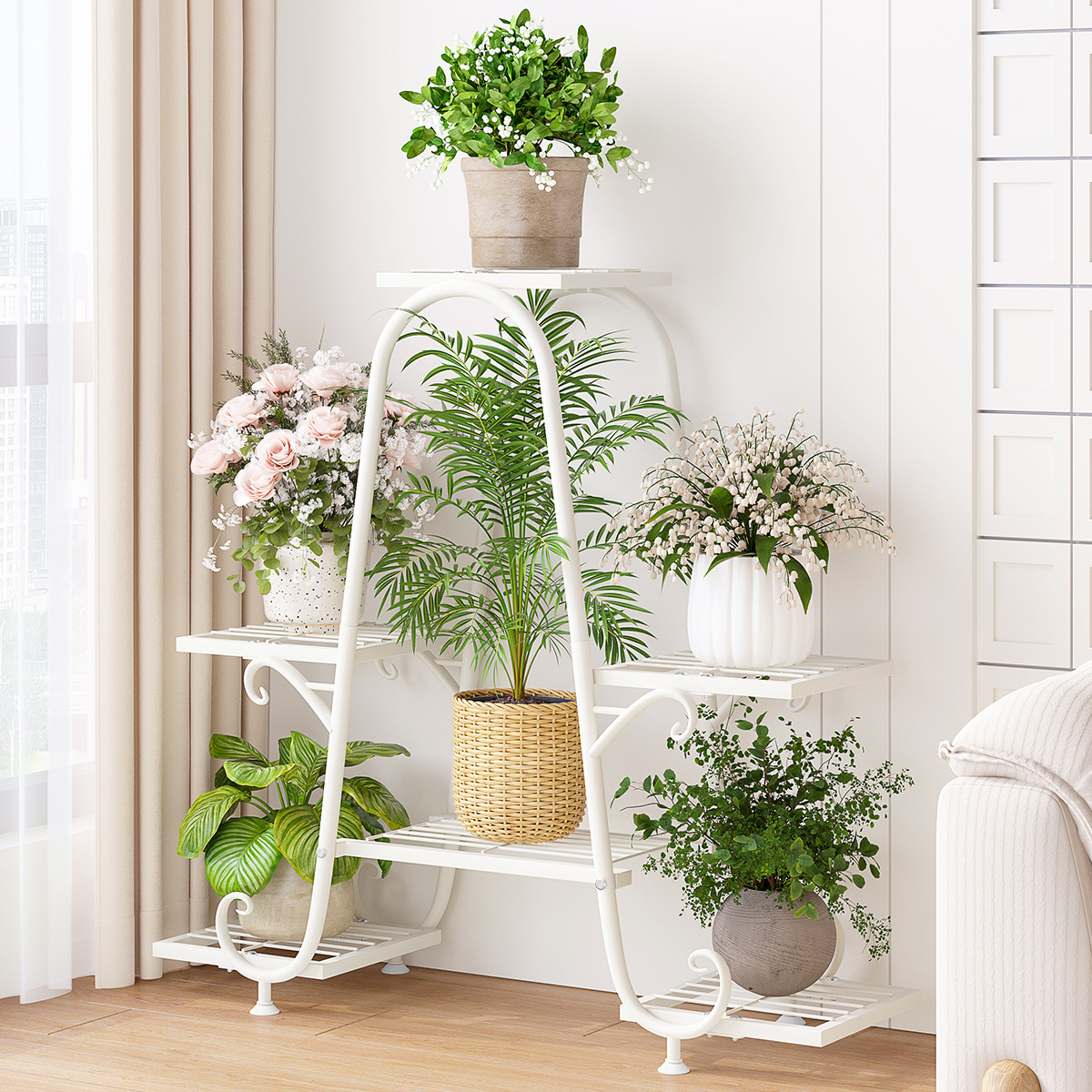 Flower Shelf Living Room Floor-standing Multi-layer Balcony Storage Rack Outdoor Fleshy Iron Flower Pot Shelf Extend Rack