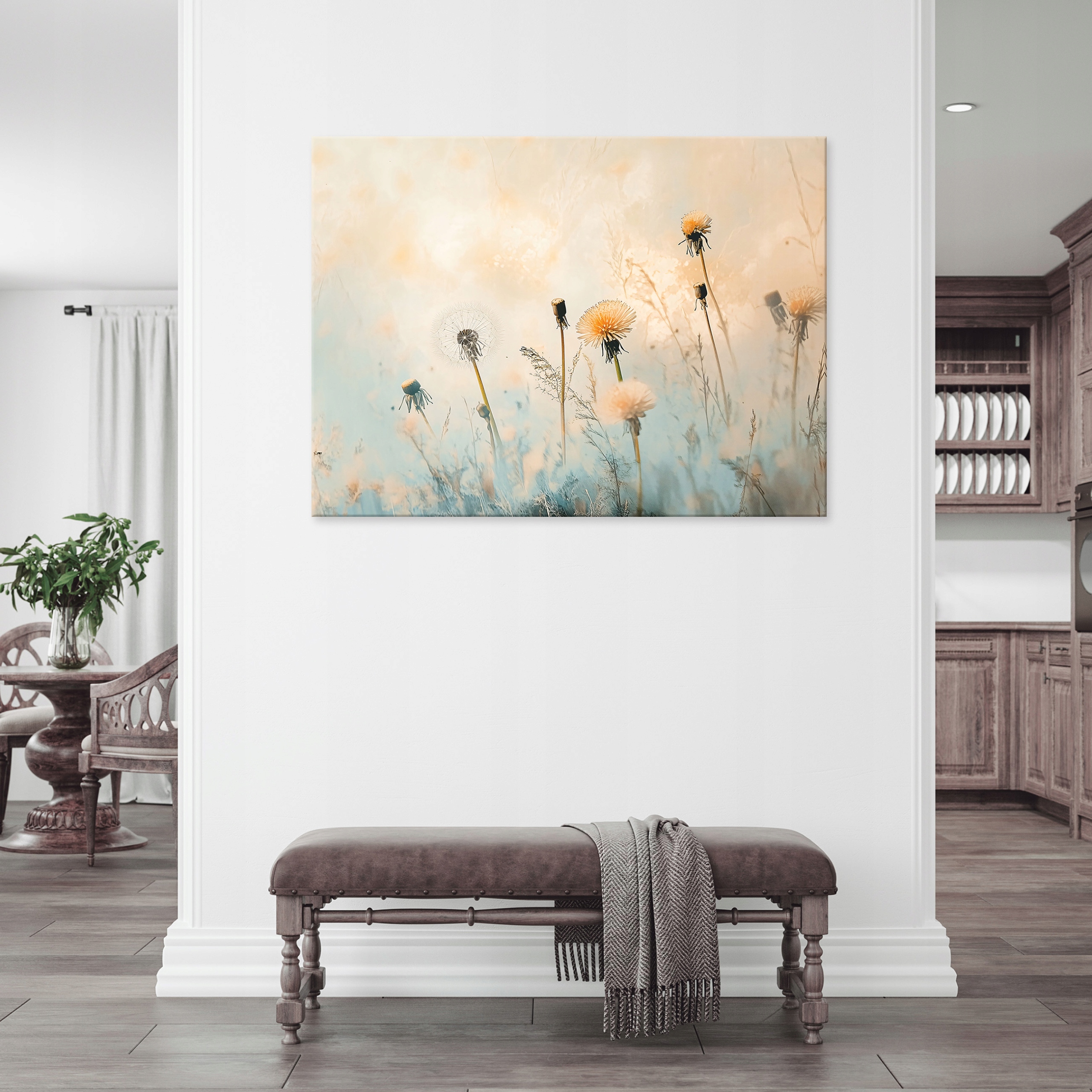 Beige wildflowers painting for the bedroom, living room, or kitchen on 40x30 canvas