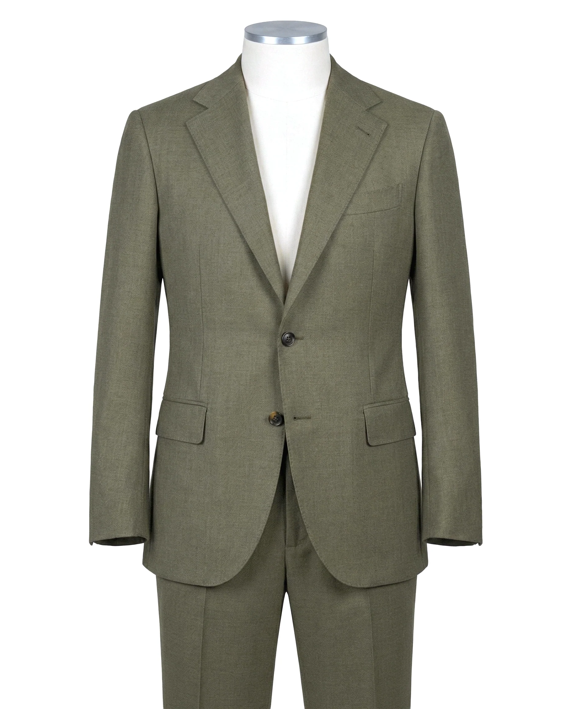 Olive Wool Flannel Dress Suit