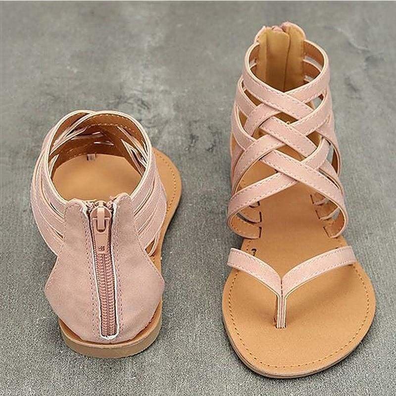 Women Sandals Female Flat Sandals Rome Style Cross Tied Sandals