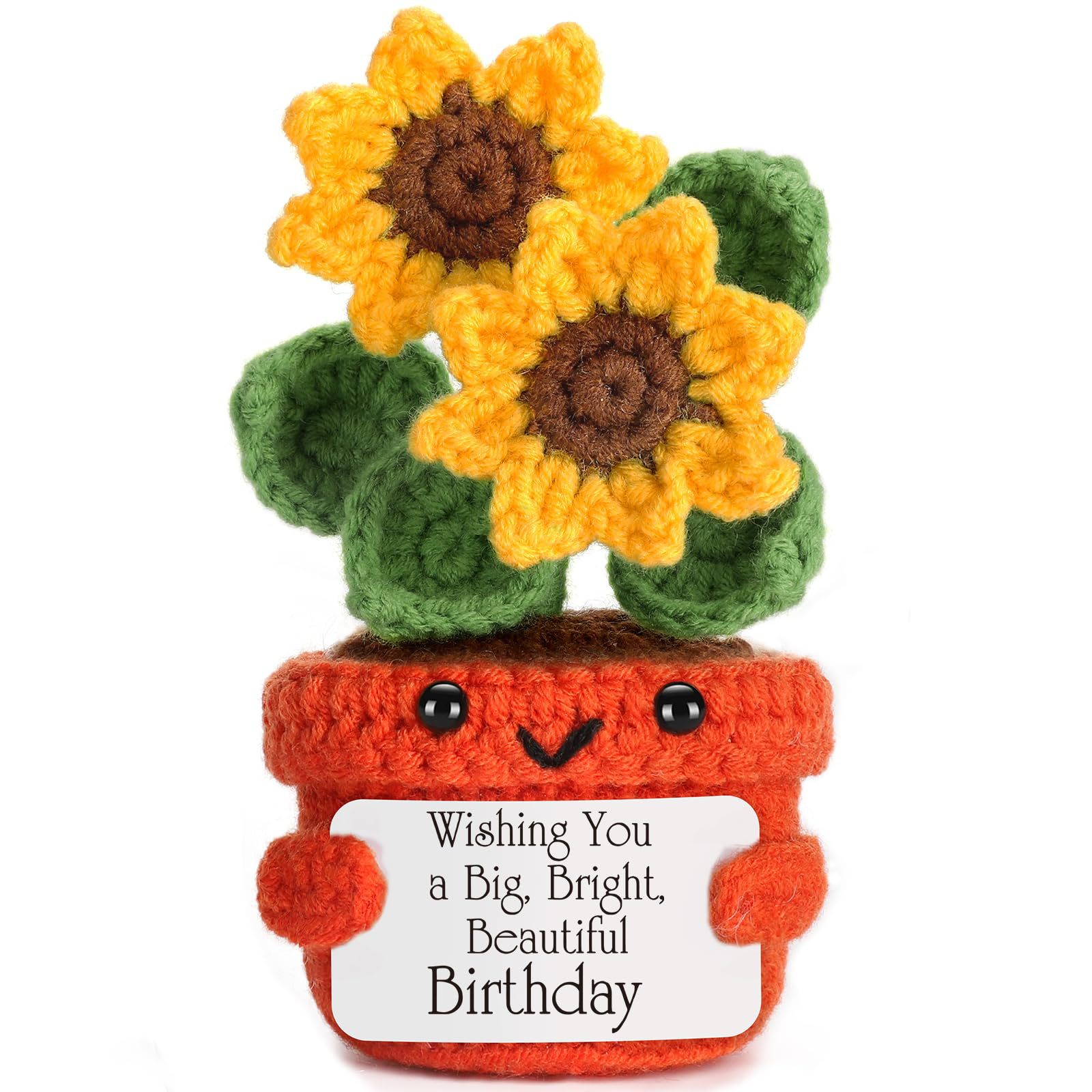 Wool knitted sunflower doll gift