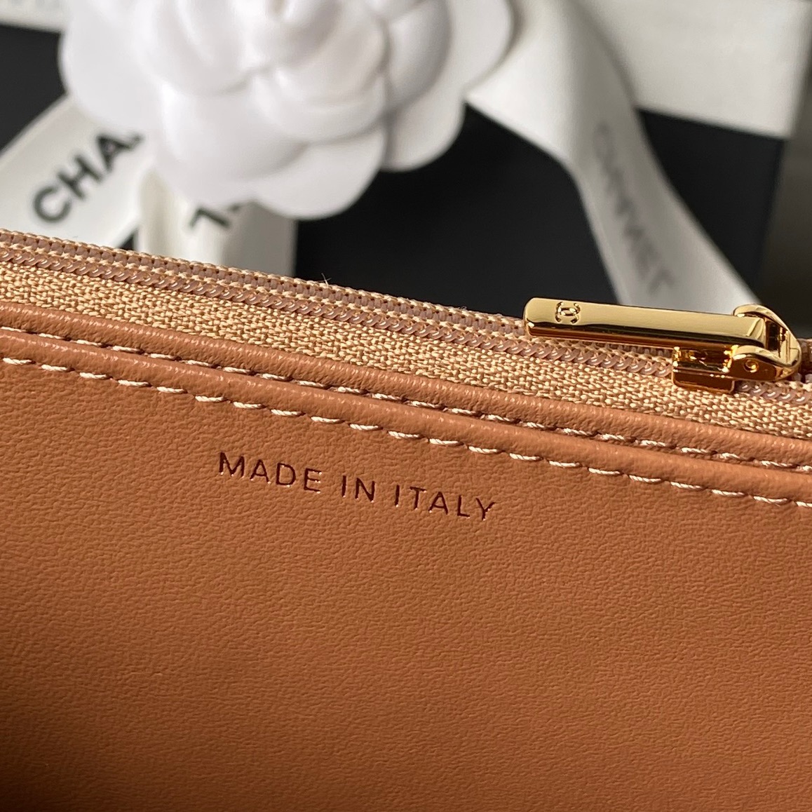 Mini Top Handle Flap Messenger Bag in Caramel Quilted Lambskin with Light Gold-Tone Hardware - Mocuir