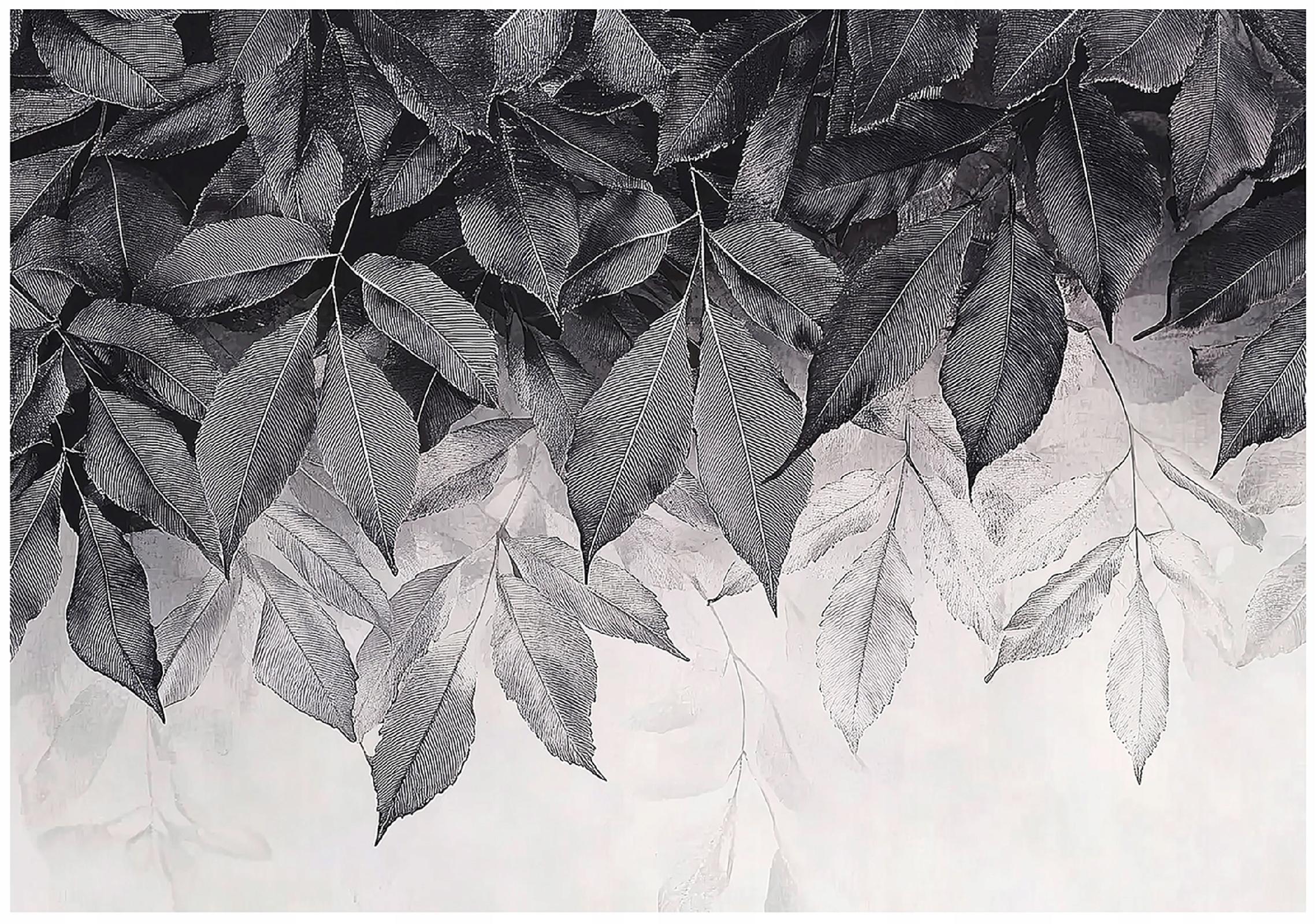 Wall mural hanging leaves gray bedroom living room wallpaper non-woven