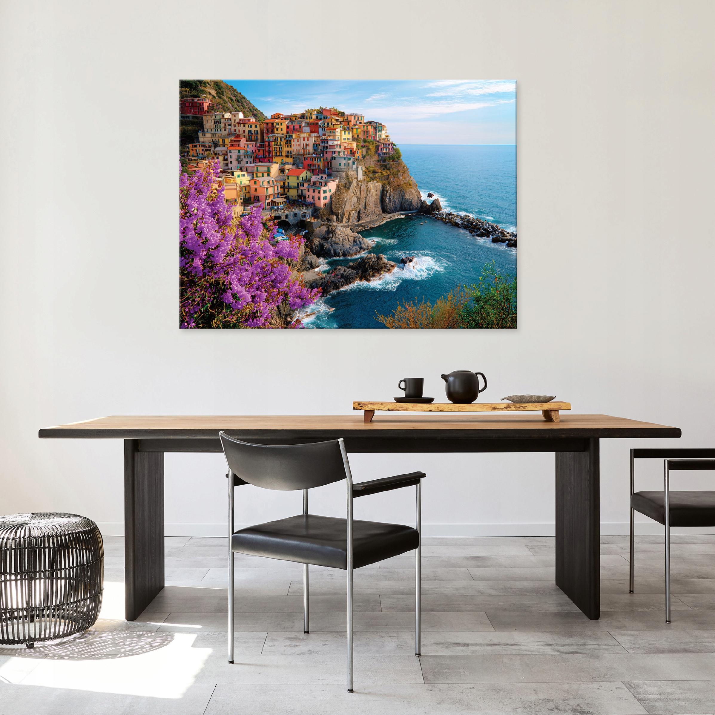 Painting of a city, ocean, island, nature, flowers for the bedroom or living room on canvas, 40x30
